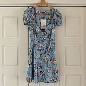 Zara floral printed dress with satin effect